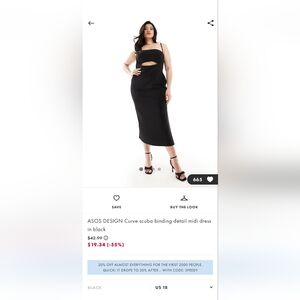 ASOS DESIGN CUrve scuba binding detail midi dress in black